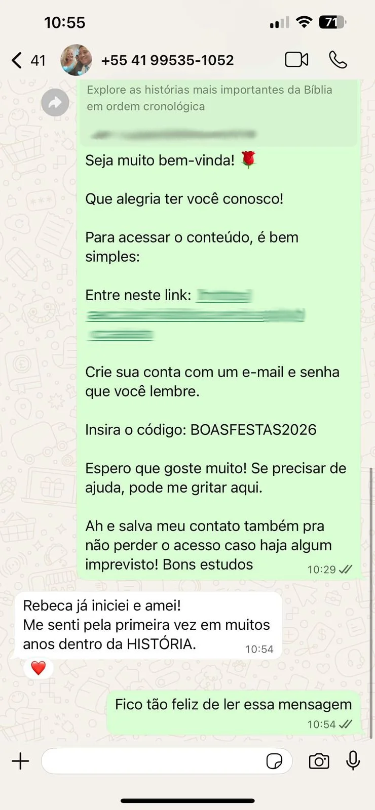 Depoimento sobre leitura da Bíblia cronológica