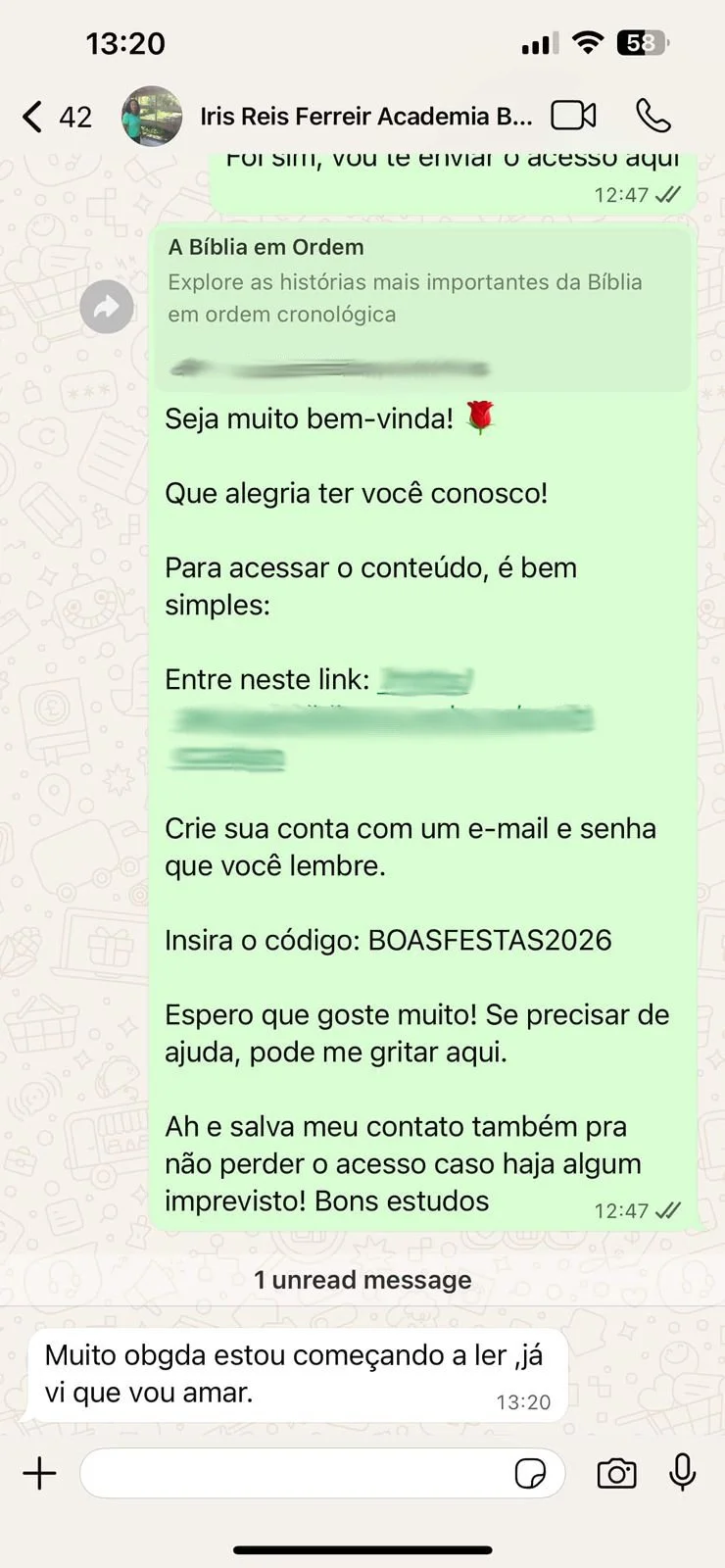 Depoimento sobre plano de leitura bíblica